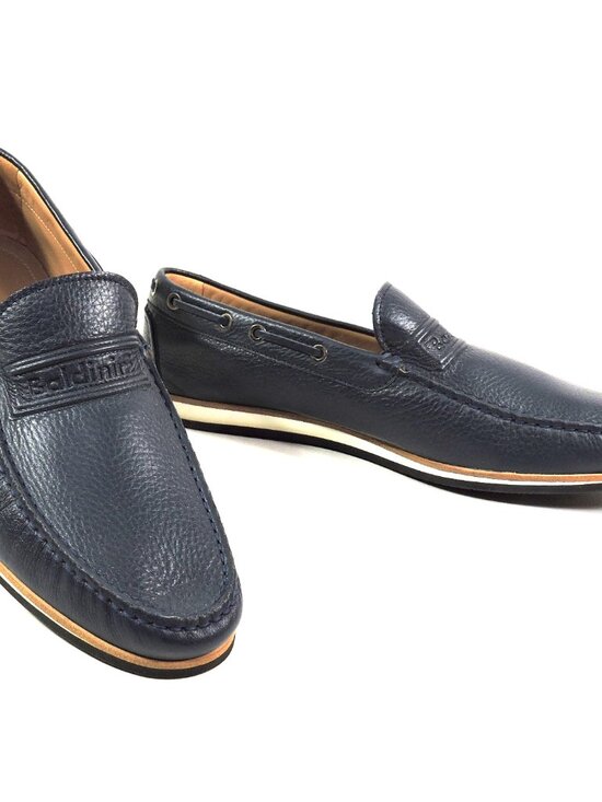 BALDININI ?? MEN\'S NAVY BLUE SOFT LEATHER COMFORT FLAT SUMMER LOAFERS main image 6